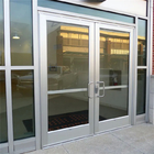 أبواب مفصلية زجاجية من الألومنيوم التجاري أبواب أمامية مدخل المتجر الخارجي