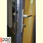 أبواب مفصلية من الألومنيوم PVDF باللون الرمادي مع مفصلات اتجاهية للفتح الخارجي لمفصلة باب من الفولاذ المقاوم للصدأ