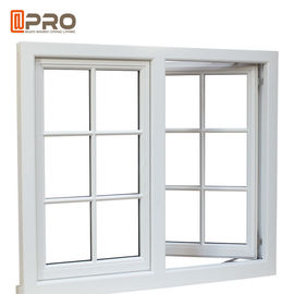 نافذة بابية سكنية دفع للخارج / نافذة محورية من الألومنيوم مع نوافذ من الألومنيوم الأبيض بتصميم شبكي