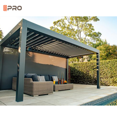 40db Electric Roof Gazebo LED Garden Louver Roof مع شاشة الظل الدوارة للمكفوفين